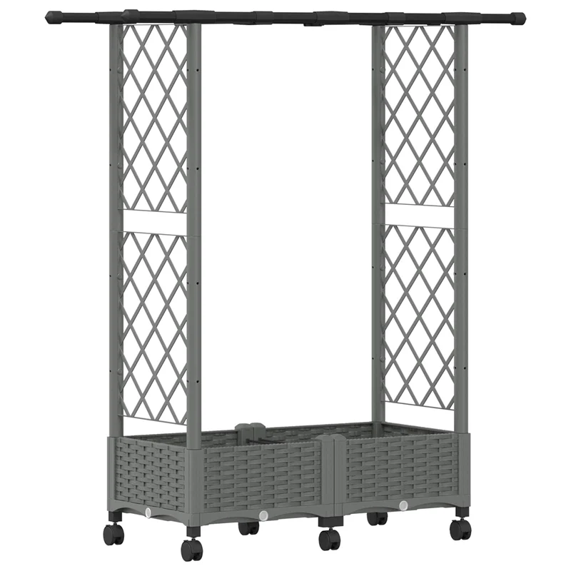 Cama Elevada Con Trellis Y Techo Gris Claro 122,5 X 40 X 127 Cm