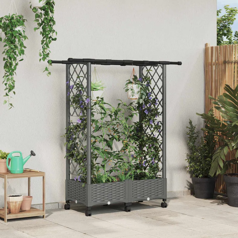 Cama Elevada Con Trellis Y Techo Gris Claro 122,5 X 40 X 127 Cm