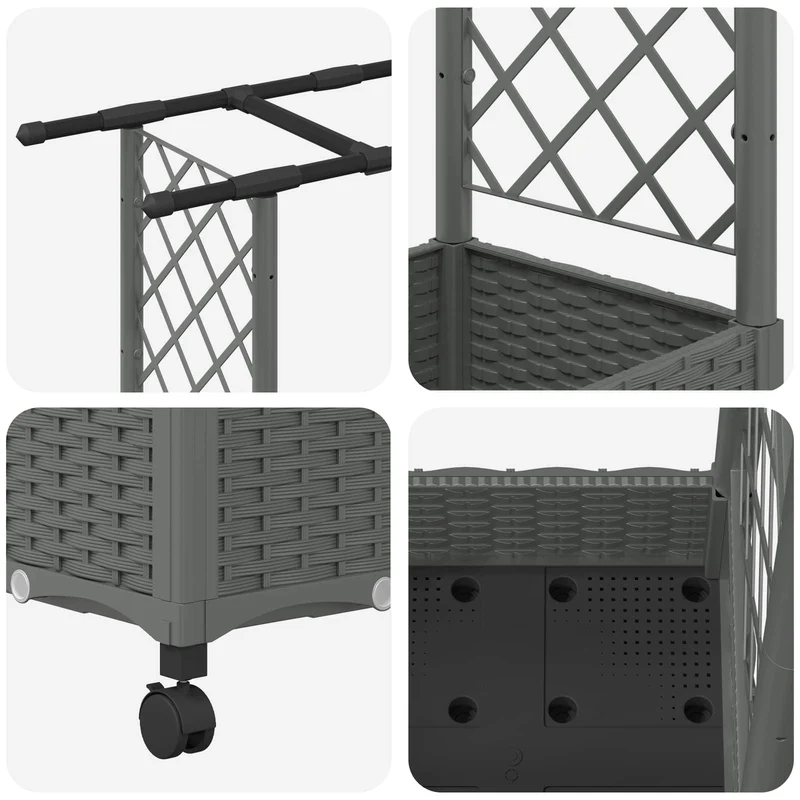 Cama Elevada Con Trellis Y Techo Gris Claro 122,5 X 40 X 127 Cm