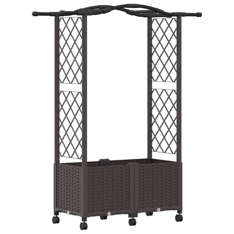 Cama Elevada Con Trellis Y Techo Marrón 125 X 40 X 144 Cm Pp