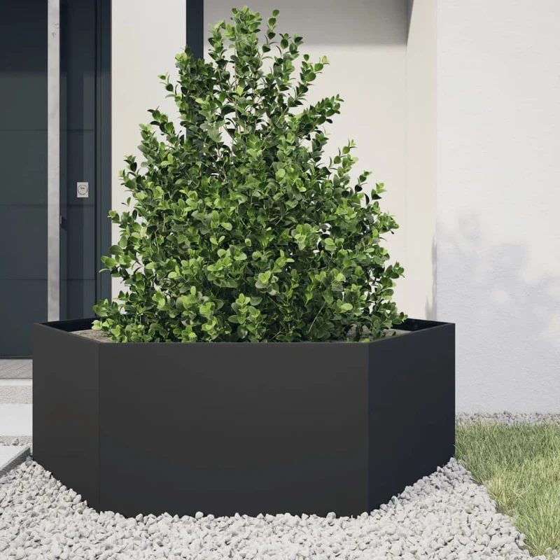 Jardinera Hexagonal Acero Negra 138x120x45 Cm