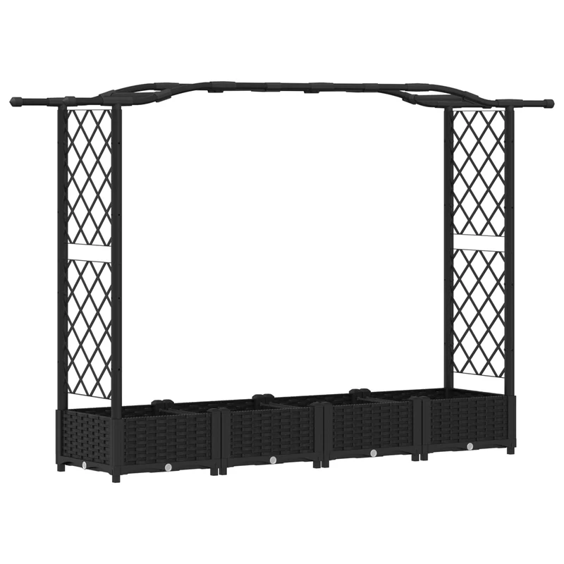 Cama Elevada Con Trellis Y Techo Negro 207 X 40 X 123 Cm Pp