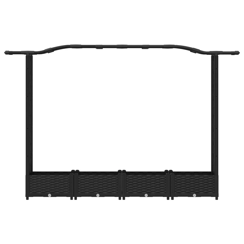 Cama Elevada Con Trellis Y Techo Negro 207 X 40 X 123 Cm Pp