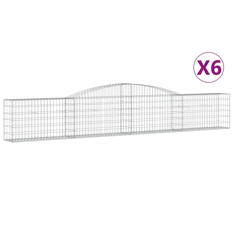 Cestas De Gaviones 6 Uds Forma De Arco Hierro 400x30x60/80 Cm