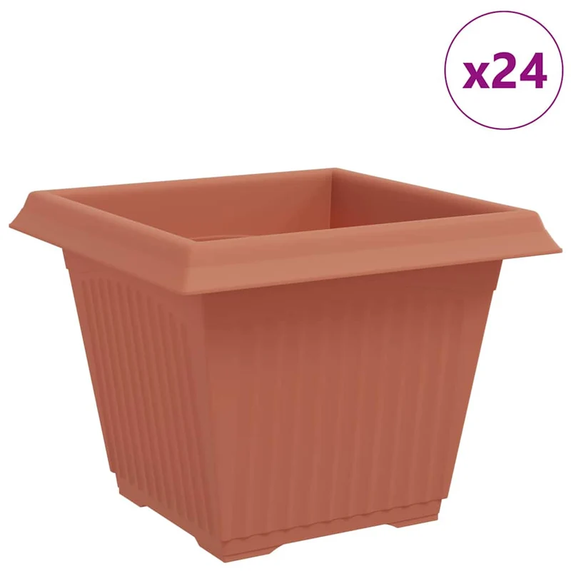 Maceta Cuadrada Para Flores 24 Uds. Rojo Ladrillo Plástico