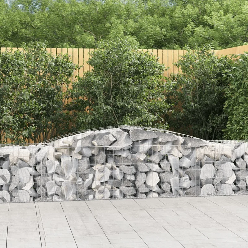 Cestas De Gaviones 3 Uds Forma De Arco Hierro 400x50x60/80 Cm