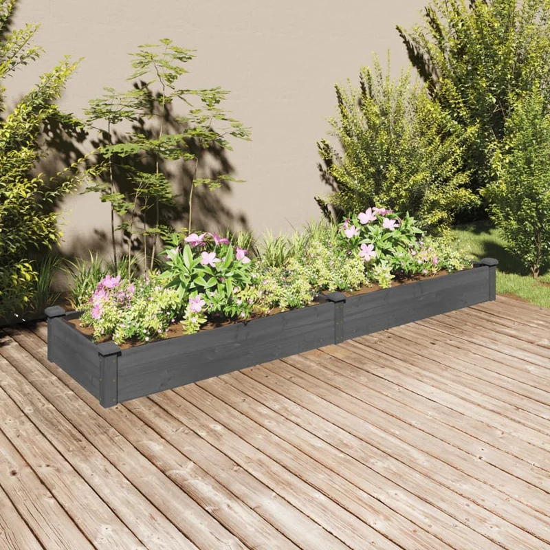 Jardinera Arriate Con Forro Madera Abeto Gris 240x60x25 Cm