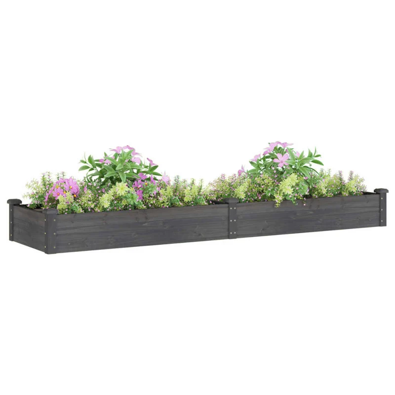 Jardinera Arriate Con Forro Madera Abeto Gris 240x60x25 Cm