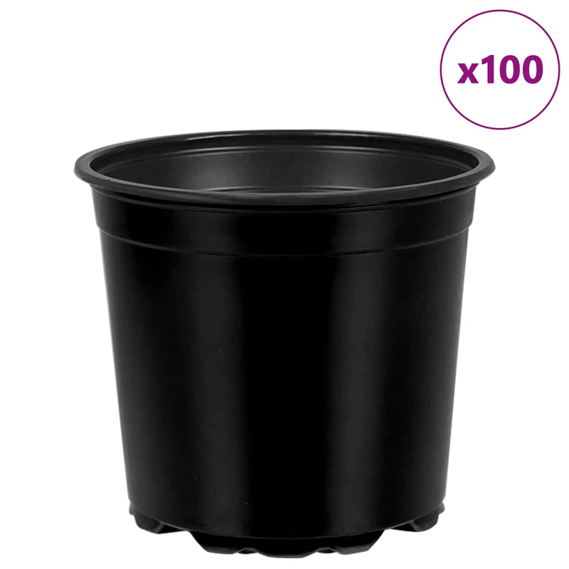Maceta Redonda Para Flores 100 Uds. Negro Ø 15 X 13 Cm Plástico