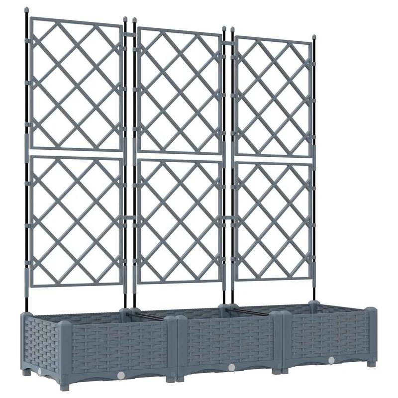 Macetero De Jardín 3 Uds. Gris Claro 120 X 40 X 125,5 Cm Pp