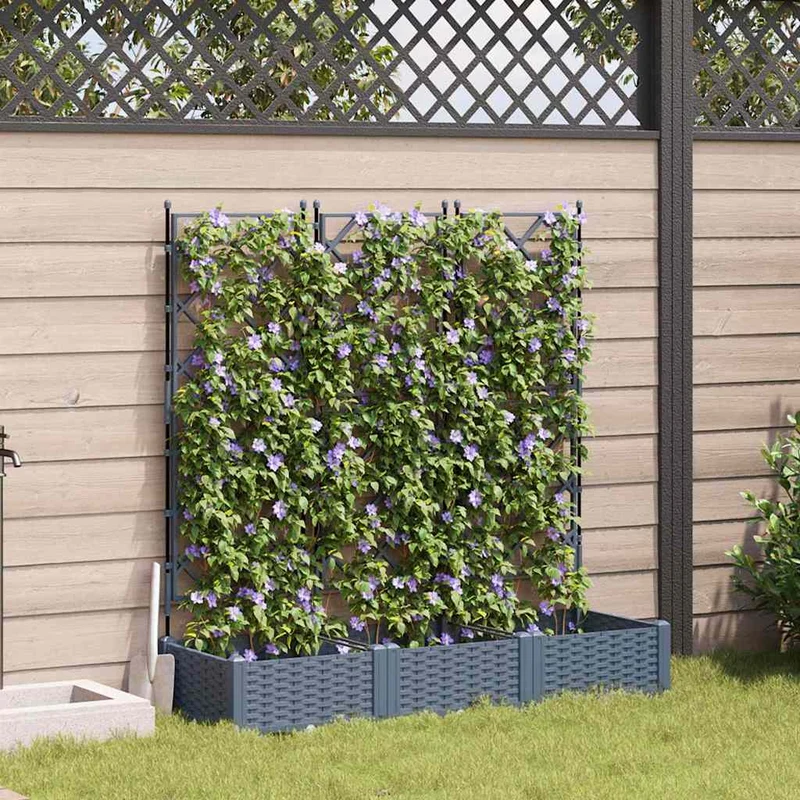 Macetero De Jardín 3 Uds. Gris Claro 120 X 40 X 125,5 Cm Pp