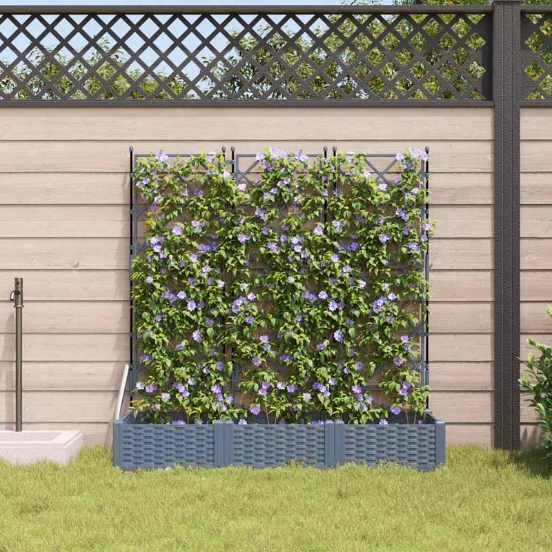 Macetero De Jardín 3 Uds. Gris Claro 120 X 40 X 125,5 Cm Pp