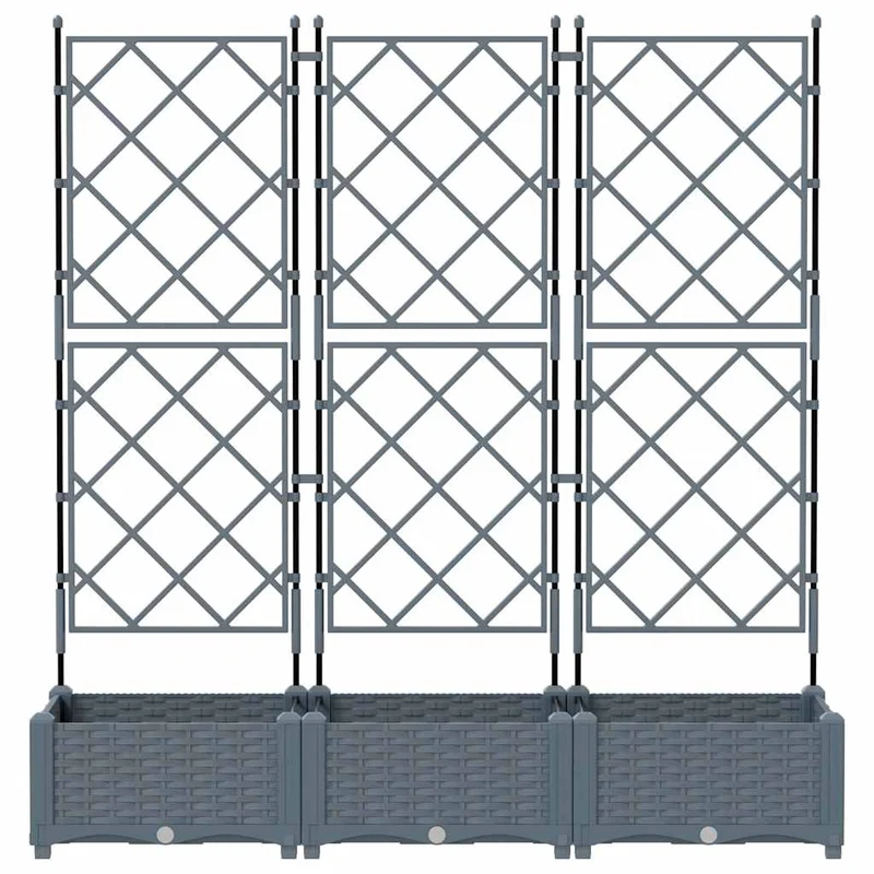 Macetero De Jardín 3 Uds. Gris Claro 120 X 40 X 125,5 Cm Pp