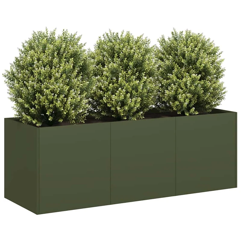 Jardinera De Acero Laminado En Frío Verde Oliva 120x40x40 Cm