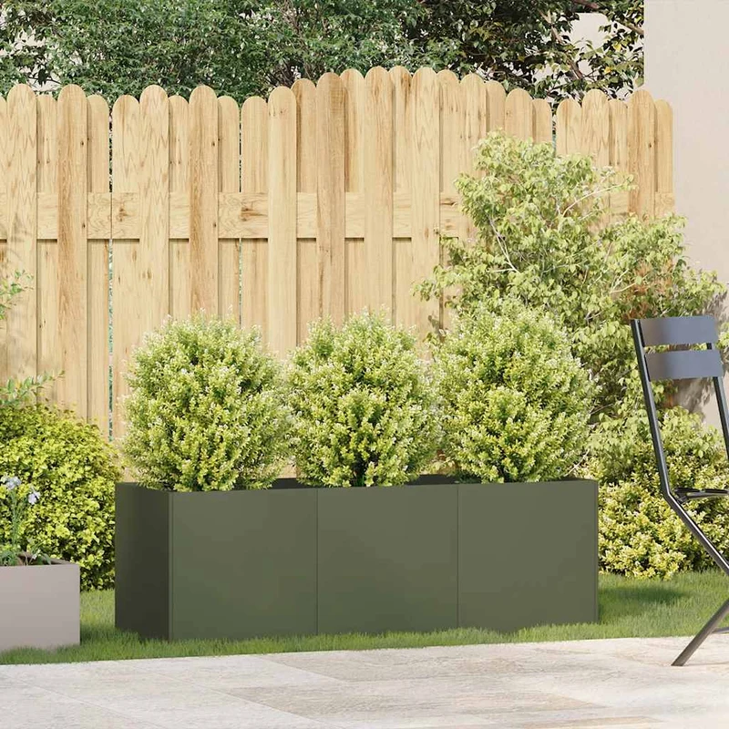 Jardinera De Acero Laminado En Frío Verde Oliva 120x40x40 Cm