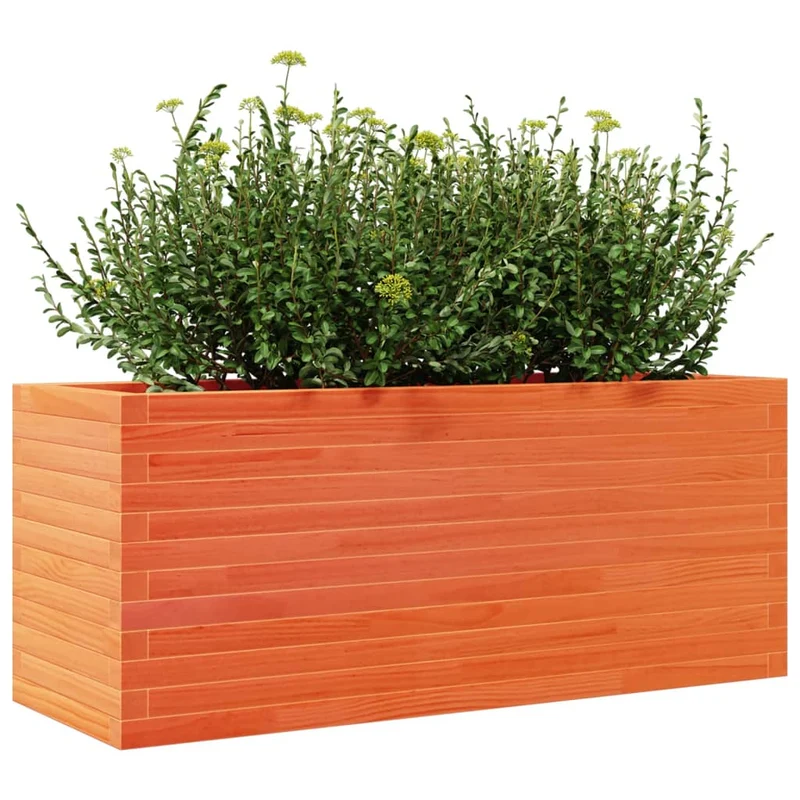 Jardinera De Madera Maciza De Pino Marrón Cera 110x40x45,5 Cm