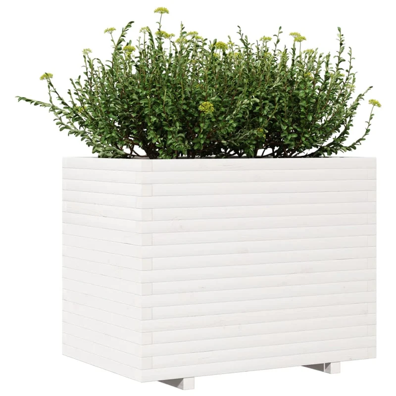 Jardinera Madera Maciza De Pino Blanco 90x60x72,5 Cm