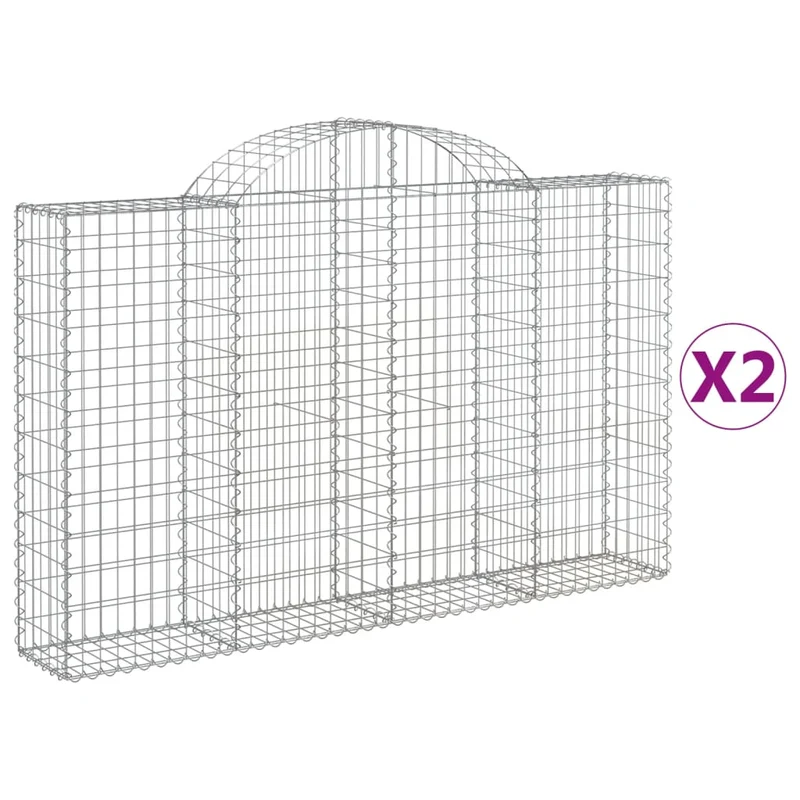 Cestas De Gaviones 2 Uds Forma De Arco Hierro 200x30x120/140cm