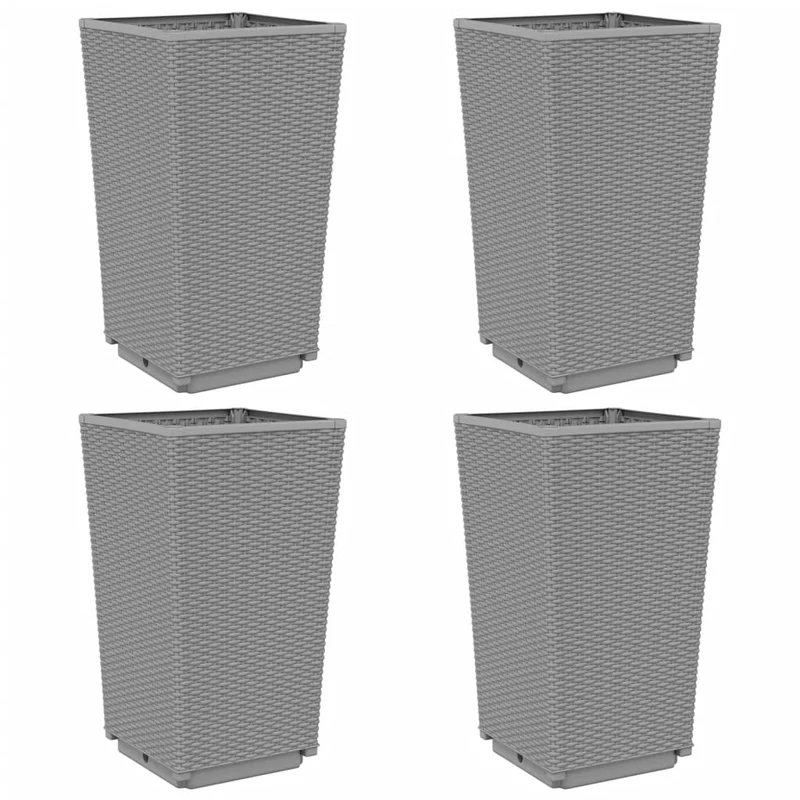 Jardineras 4 Unidades Pp Gris Claro 32,5x32,5x57 Cm