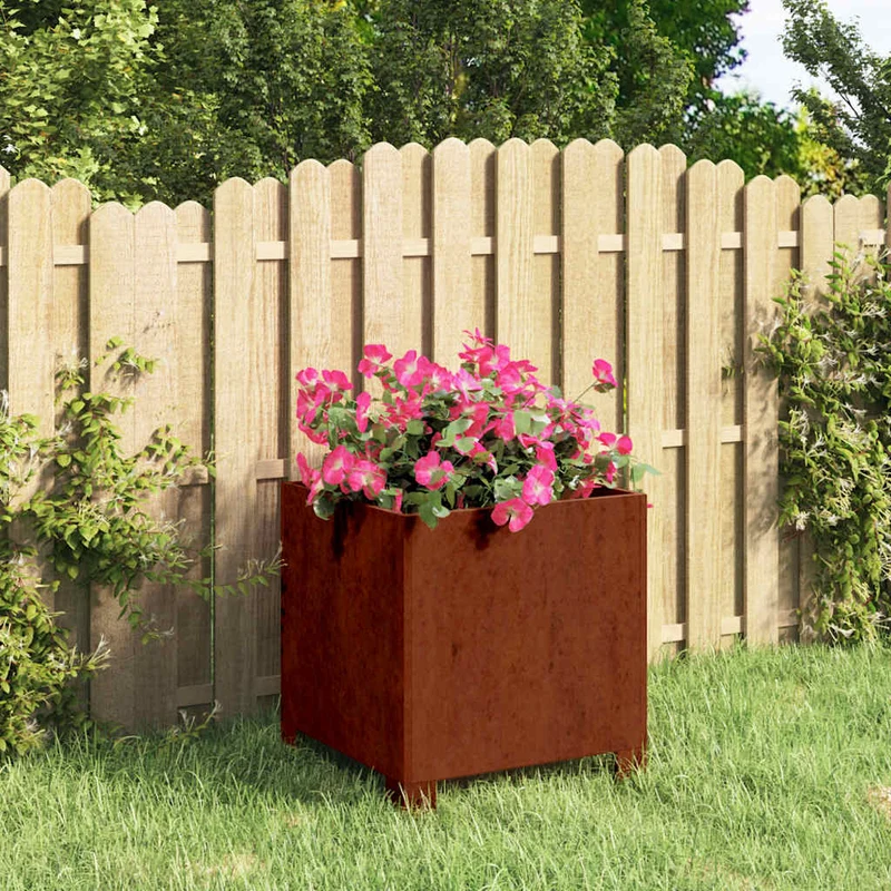 Jardinera Con Patas Acero Corten Oxidado 30x30x30 Cm