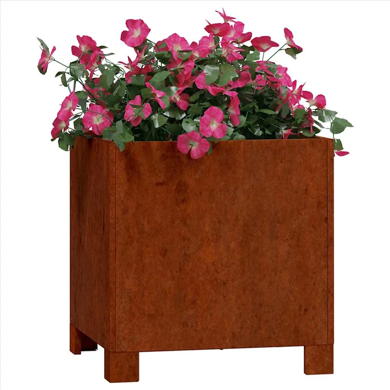 Jardinera Con Patas Acero Corten Oxidado 30x30x30 Cm