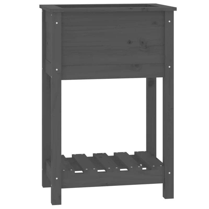 Jardinera De Madera Maciza De Pino Gris 54x34,5x81 Cm