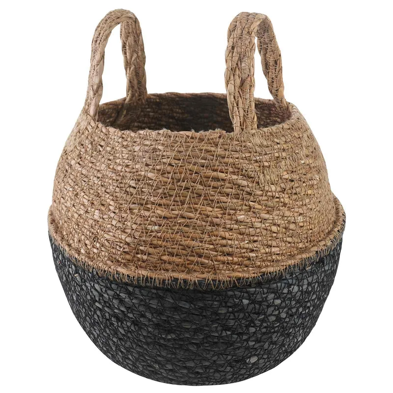Maceta Con Asas Negro Ø 22 X 20 Cm 100% Hierba Marina