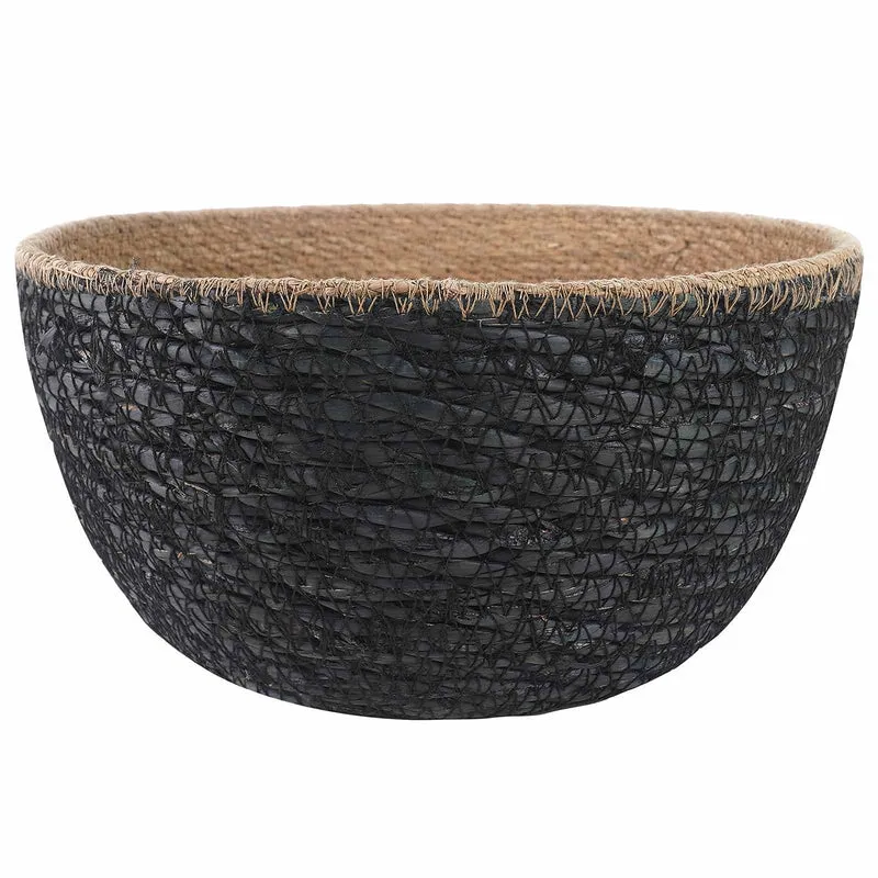 Maceta Con Asas Negro Ø 22 X 20 Cm 100% Hierba Marina