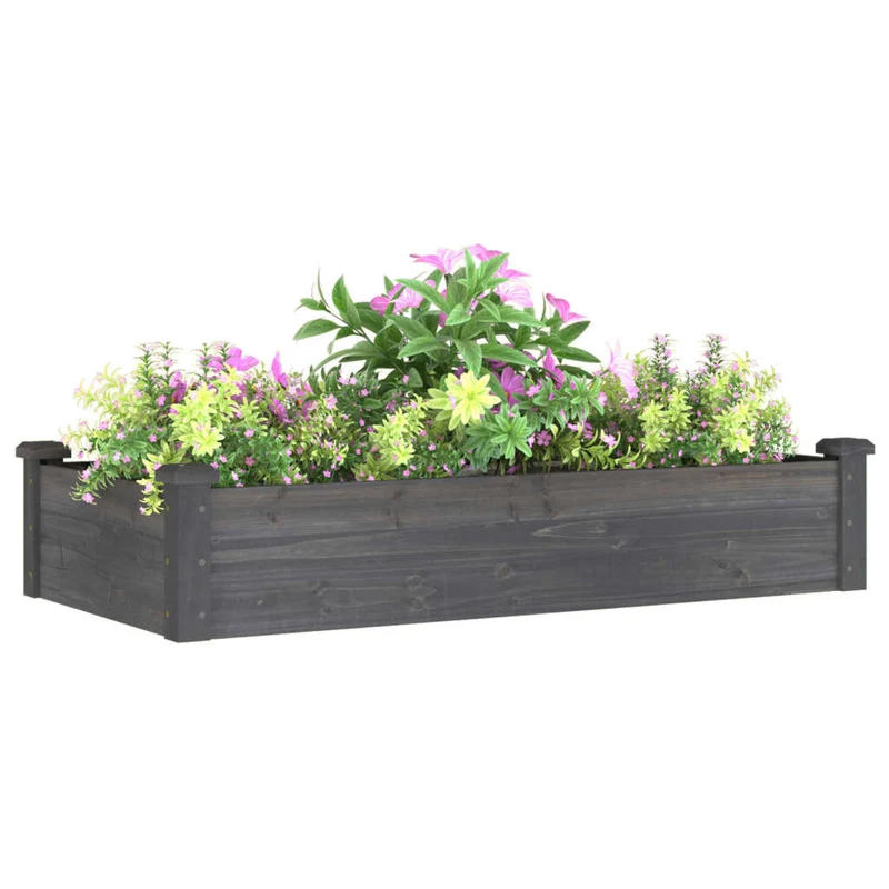 Jardinera Arriate Forro Madera Maciza Abeto Gris 120x60x25 Cm