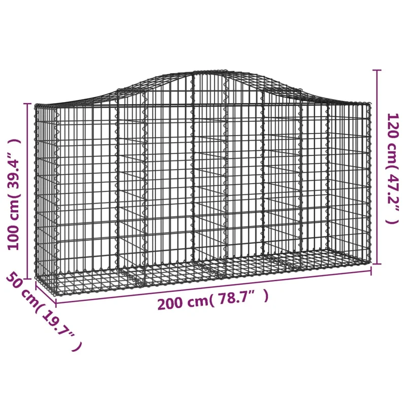 Cestas De Gaviones 30 Uds Forma De Arco Hierro 200x50x100/120cm