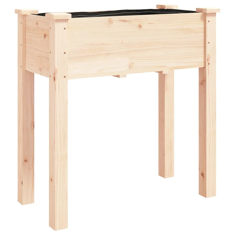 Jardinera Con Forro Interior Madera Maciza De Abeto 71x37x76 Cm