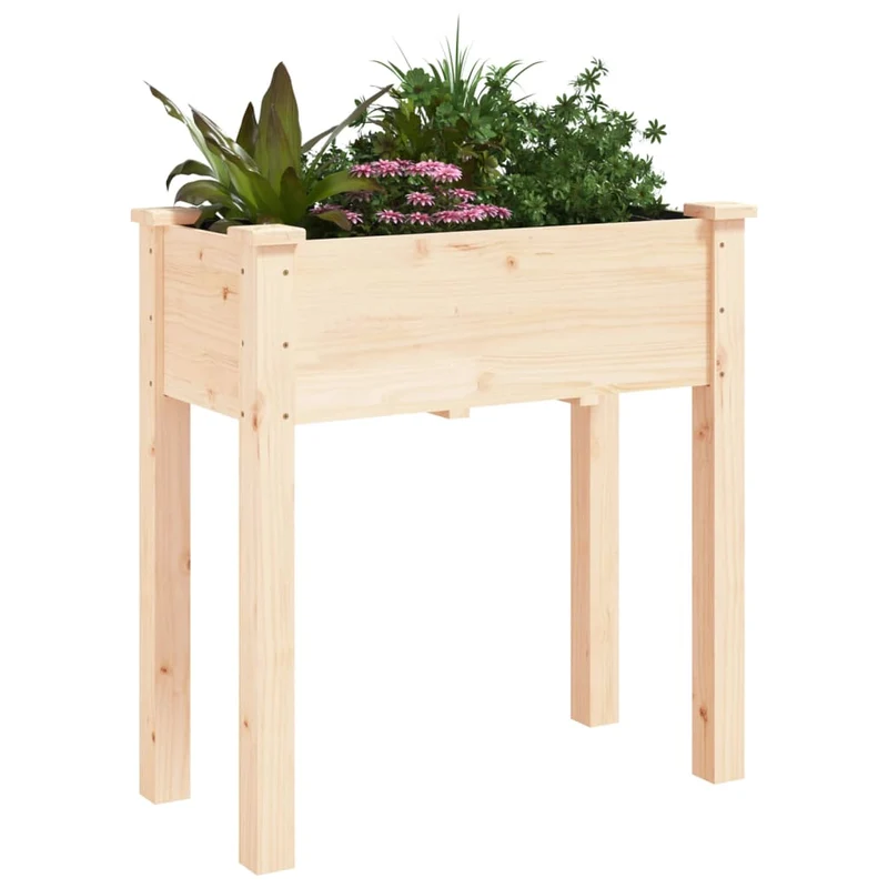 Jardinera Con Forro Interior Madera Maciza De Abeto 71x37x76 Cm
