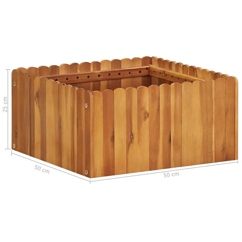 Arriate De Madera Maciza De Acacia 50x50x25 Cm