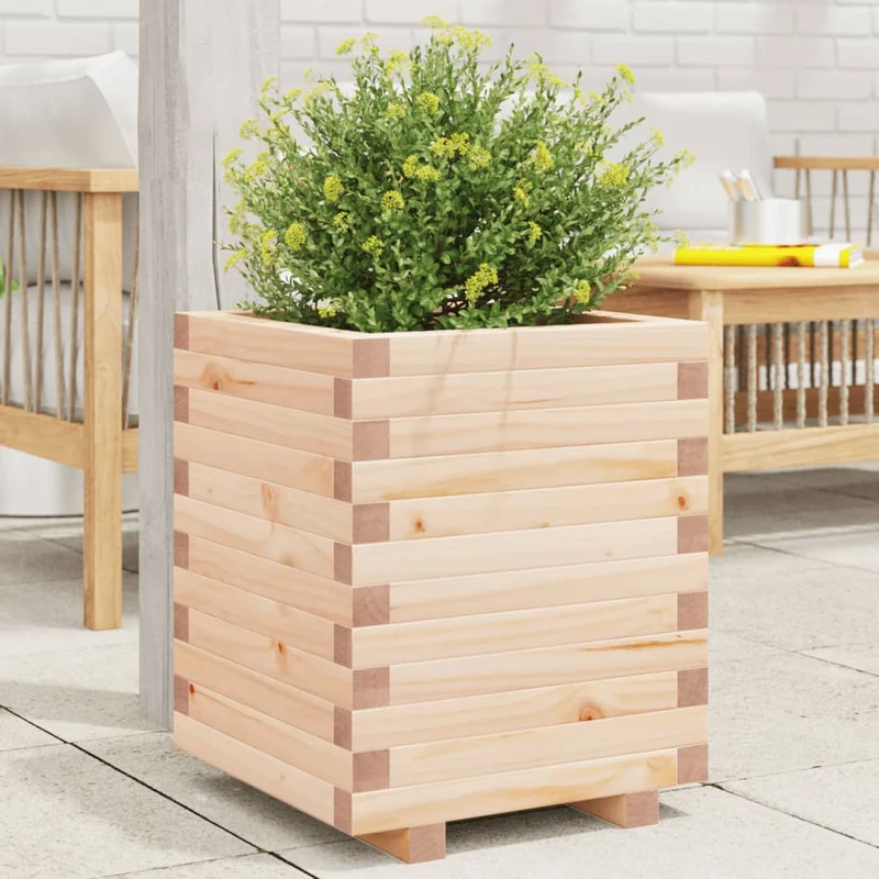 Jardinera Madera Maciza De Pino 40x40x49,5 Cm