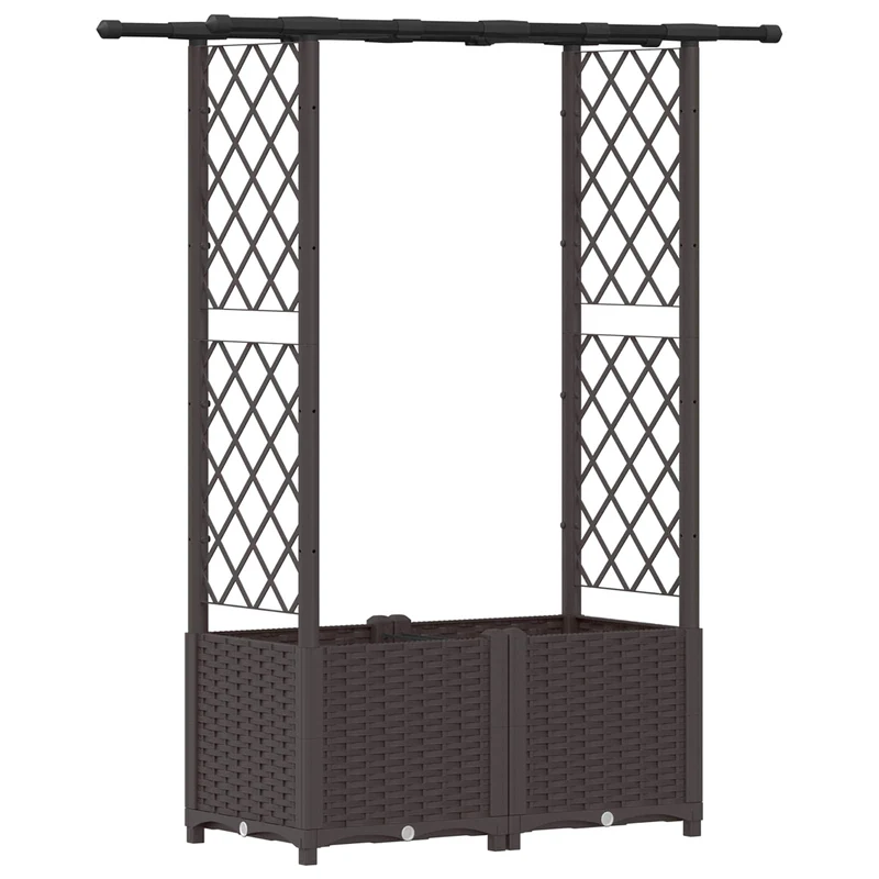 Cama Elevada Con Trellis Y Techo Marrón 124,5 X 40 X 136 Cm Pp