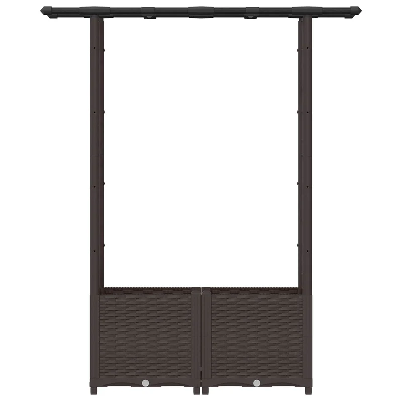 Cama Elevada Con Trellis Y Techo Marrón 124,5 X 40 X 136 Cm Pp