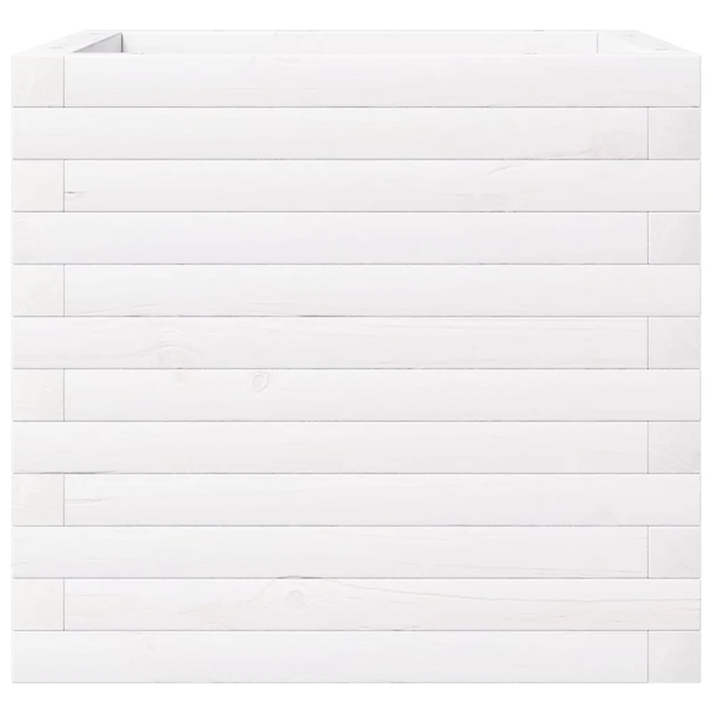 Jardinera De Madera Maciza De Pino Blanca 50x50x46 Cm