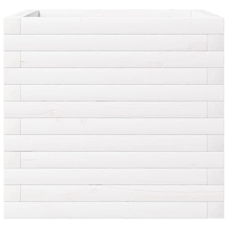 Jardinera De Madera Maciza De Pino Blanca 50x50x46 Cm
