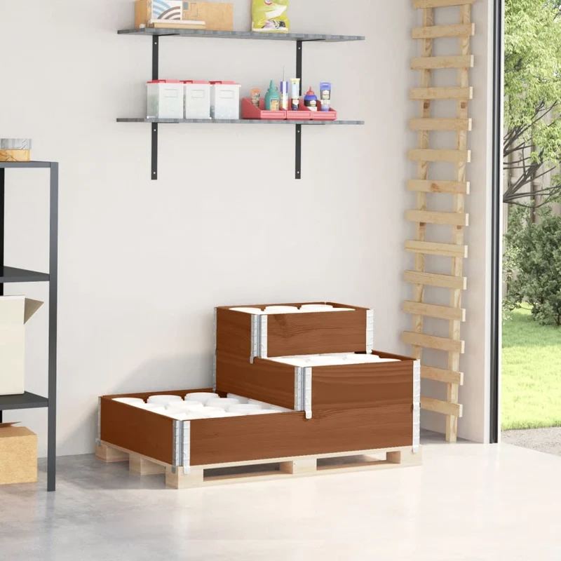 Arriate Elevado De 3 Niveles Madera Maciza Pino Marrón 120x80cm