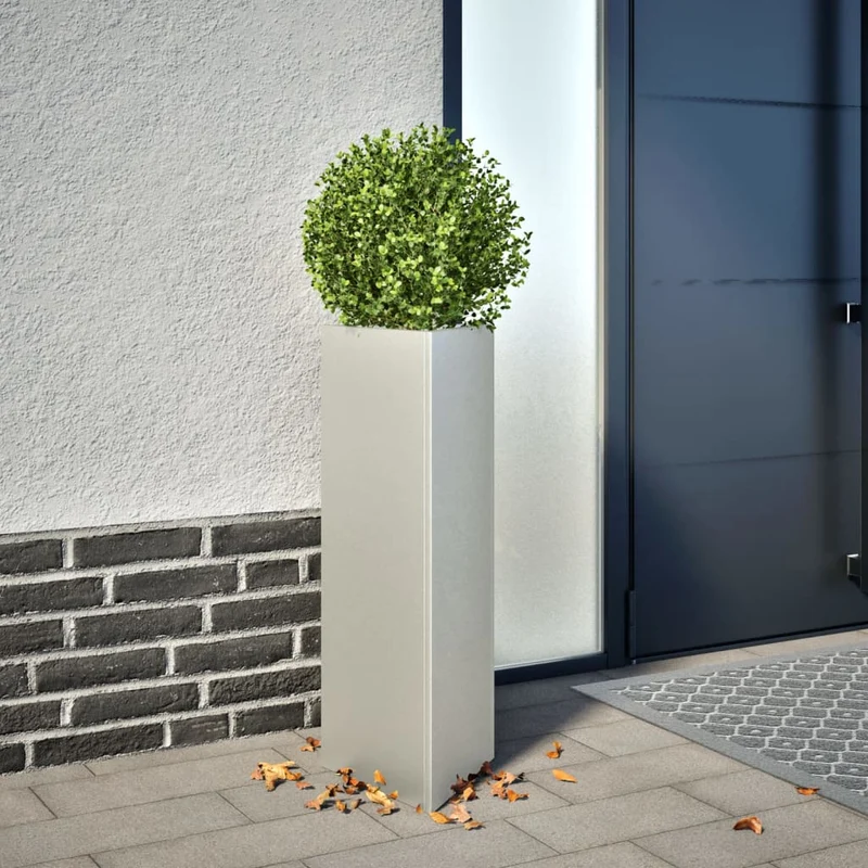 Jardineras Triangulares 2 Uds Acero Negro 30x26x75 Cm