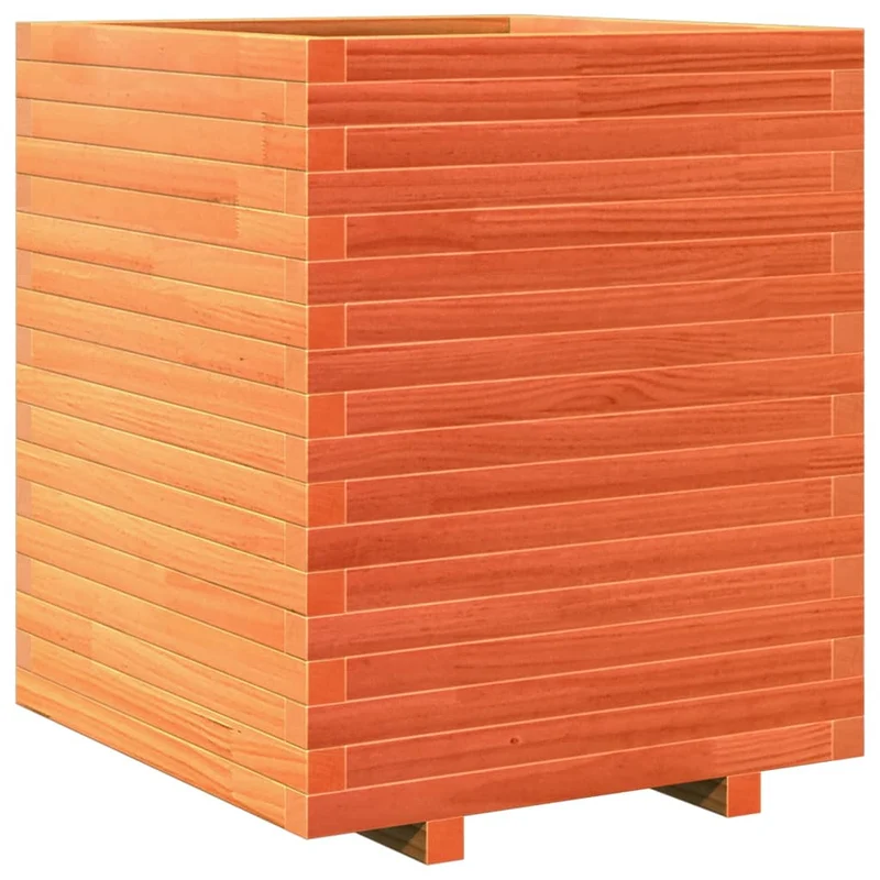 Jardinera Exterior Madera Maciza Pino Marrón Cera 60x60x72 Cm