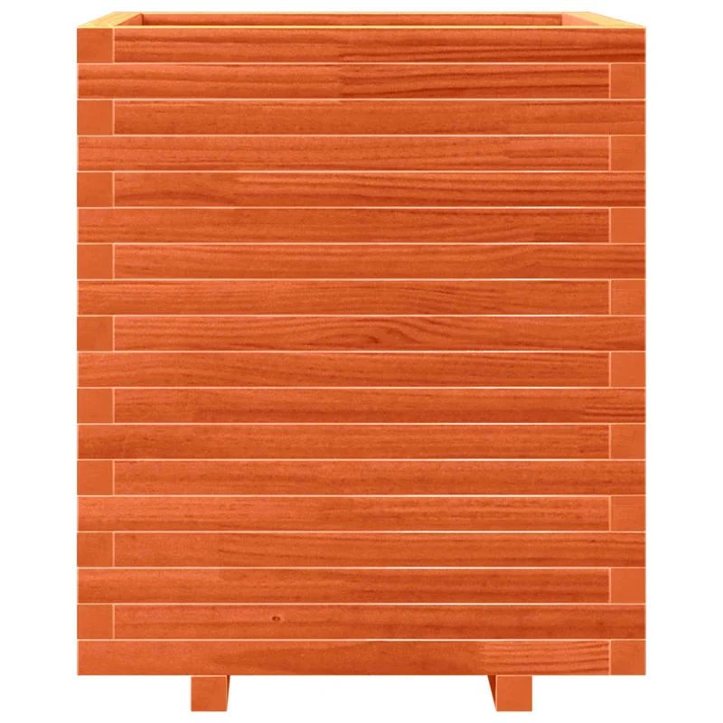 Jardinera Exterior Madera Maciza Pino Marrón Cera 60x60x72 Cm