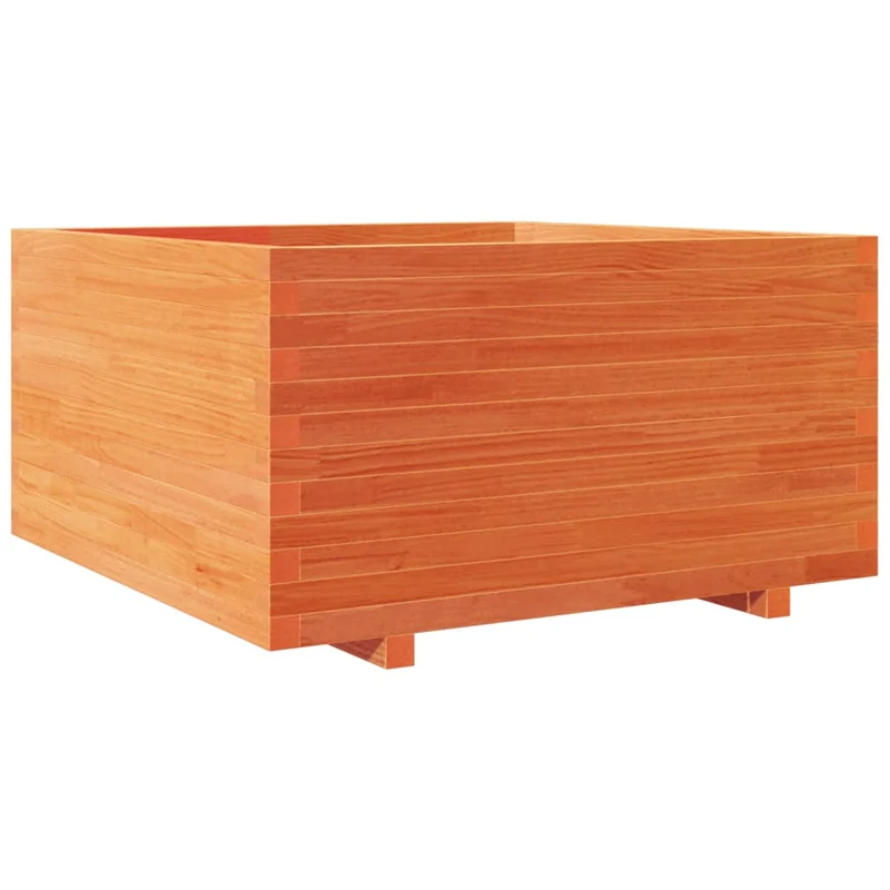 Jardinera Madera Maciza De Pino Marrón Cera 90x90x49,5 Cm