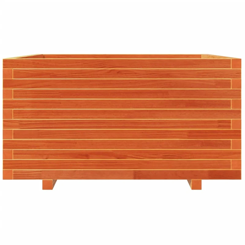 Jardinera Madera Maciza De Pino Marrón Cera 90x90x49,5 Cm