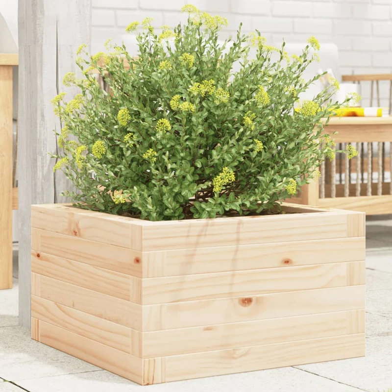 Jardinera De Madera Maciza De Pino 40x40x23 Cm