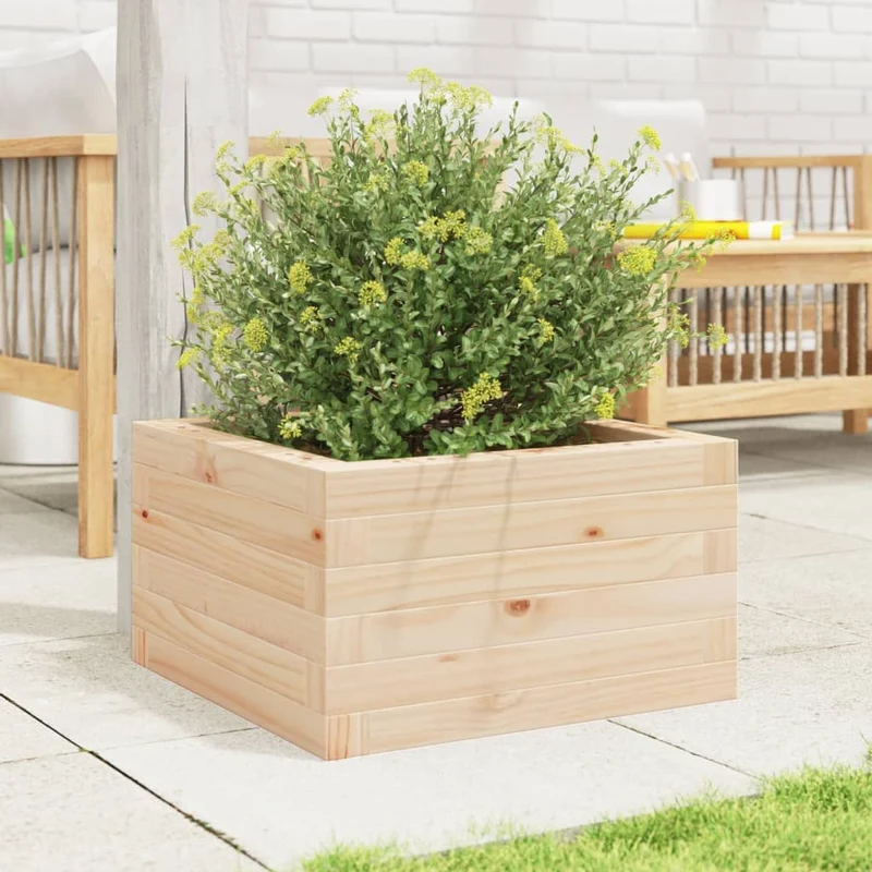 Jardinera De Madera Maciza De Pino 40x40x23 Cm