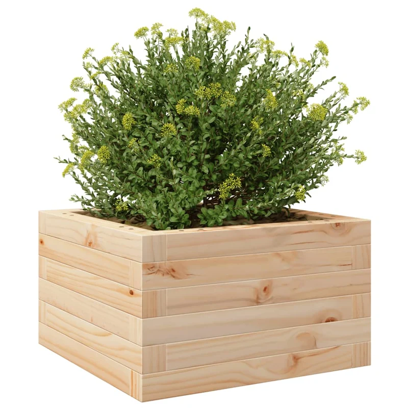 Jardinera De Madera Maciza De Pino 40x40x23 Cm