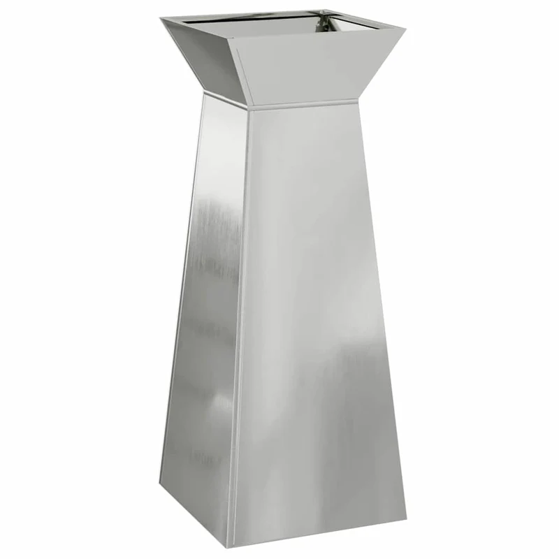 Maceta Pilar Plateado 40 X 40 X 100 Cm Acero Galvanizado