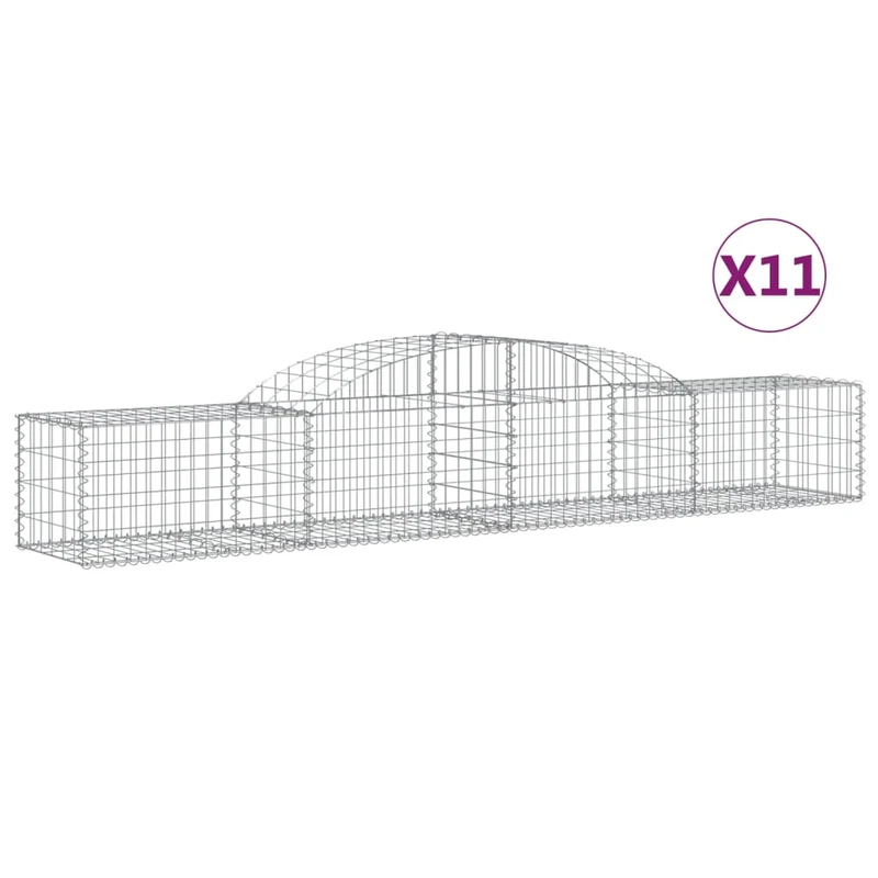 Cestas De Gaviones 11 Uds Forma De Arco Hierro 300x50x40/60 Cm