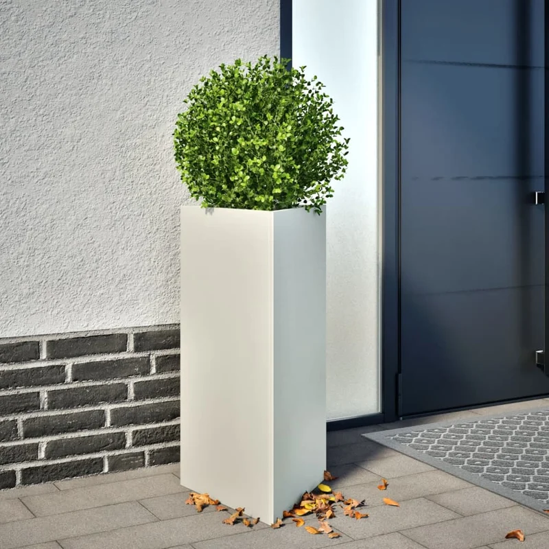 Jardinera Triangular Acero Blanco 40x34,5x75 Cm